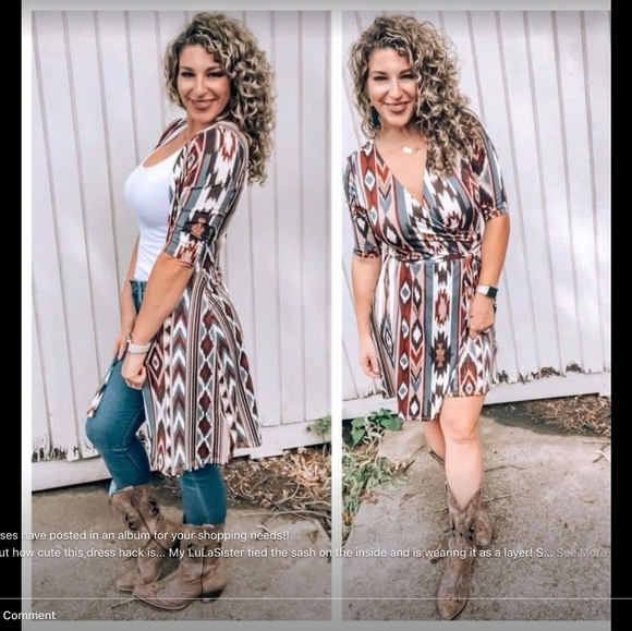 Lularoe Michelle Wrap Style Dress in Green & Pink Stripe Print Size XL - Picture 5 of 7